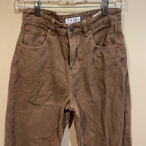 Motel x Olivia Neill Parallel Jeans In Rich Brown - Picture 4 of 8